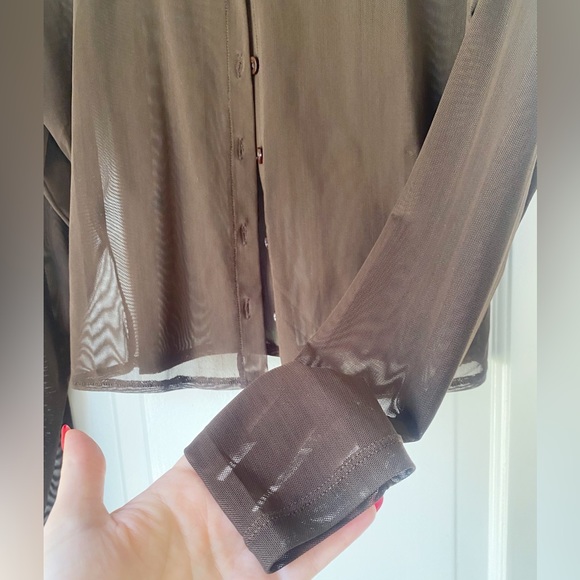 Motel Rocks - Espresso Brown Sheer Button Up - Picture 2 of 5